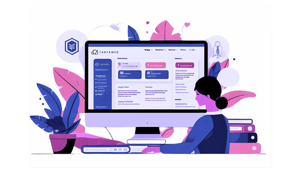 Computer Women with dashboard wordpress