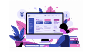 Computer Women with dashboard wordpress